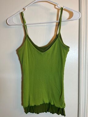 Aeropostale Green Ribbed Double-Layer Tank Top
